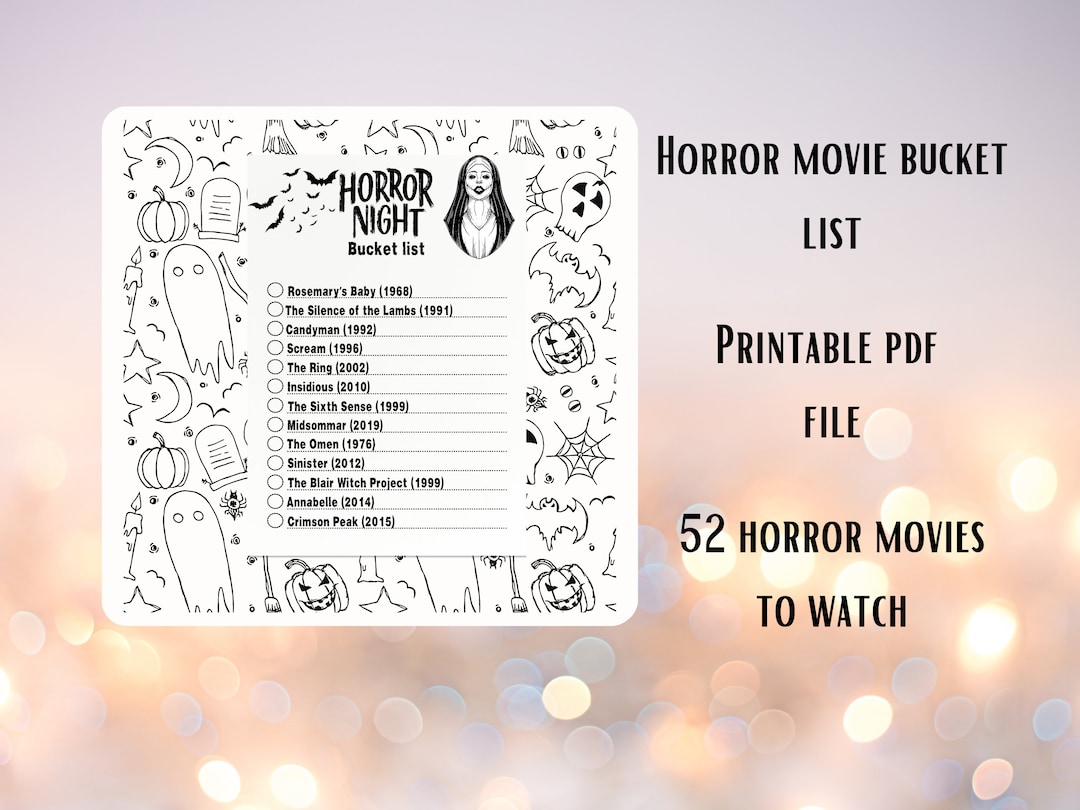 Horror Movie Bucket List, 52 Must Watch Scary Films, Horror Checklist ...