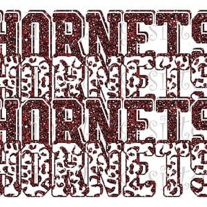 Hornets, High School Maskottchen, kastanienbraun und weiß, benutzerdefiniertes gestapeltes Design, Sofort-Download, PNG, für Sublimation, DTG oder DTF