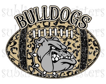 Bulldogs Football, Black Sparkle and Old Gold, Customized High School Mascot, Instant Download, PNG, for Sublimation, DTG or DTF
