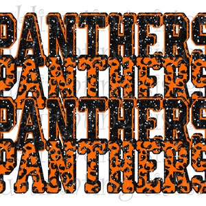 Panthers, High School Mascot, Orange and Black, Custom Stacked Design, Instant Download, PNG, for Sublimation, DTG or DTF