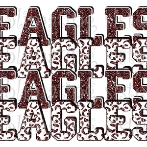 Eagles, High School Mascot, Maroon and White, Custom Stacked Design Instant Download, PNG, for Sublimation, DTG or DTF
