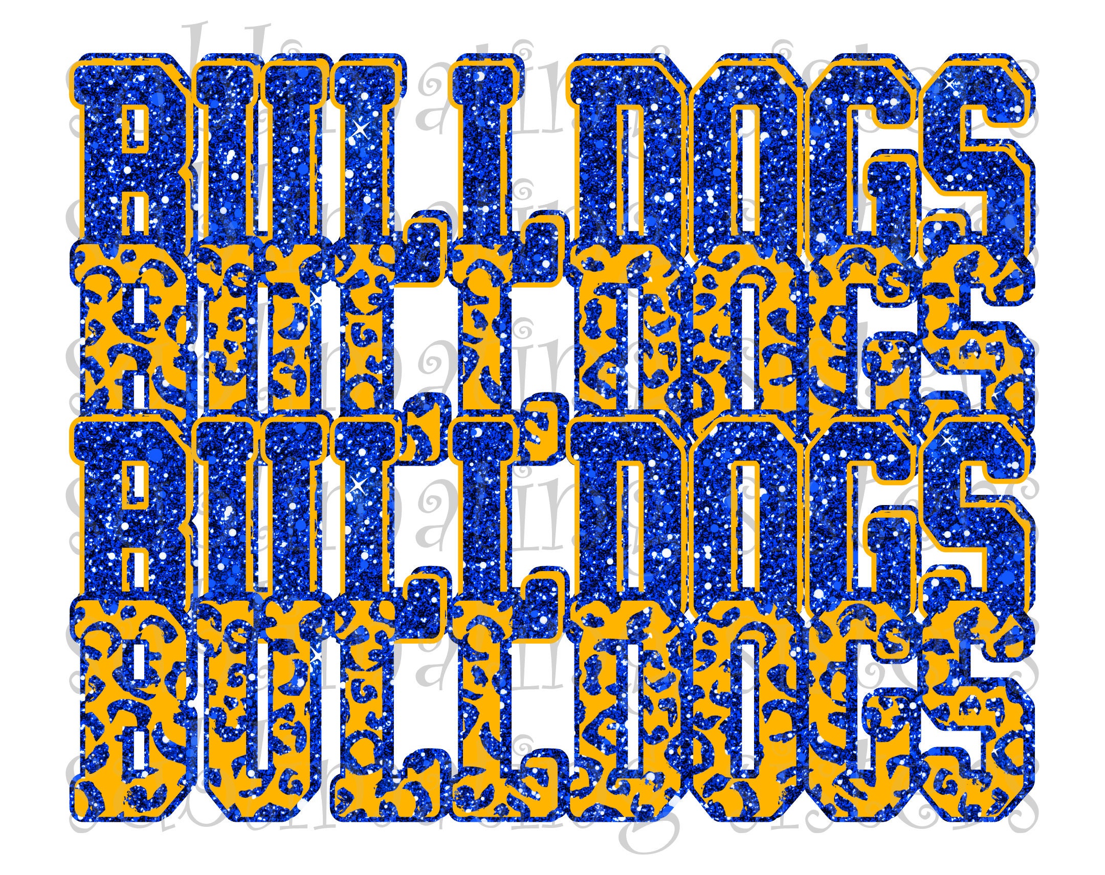 Bulldogs, High School Mascot, Royal Blue and Yellow Gold, Custom Stacked Design, Instant Download, PNG, for Sublimation, DTG or DTF