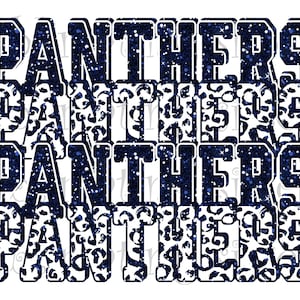 Panthers, High School Mascot, Navy and White, Custom Stacked Design, Instant Download, PNG, for Sublimation, DTG or DTF