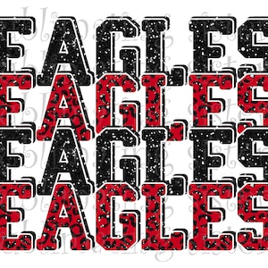 Eagles, Arkansas High School, Red and Black, Custom Stacked Design, Instant Download, PNG, for Sublimation, DTG or DTF