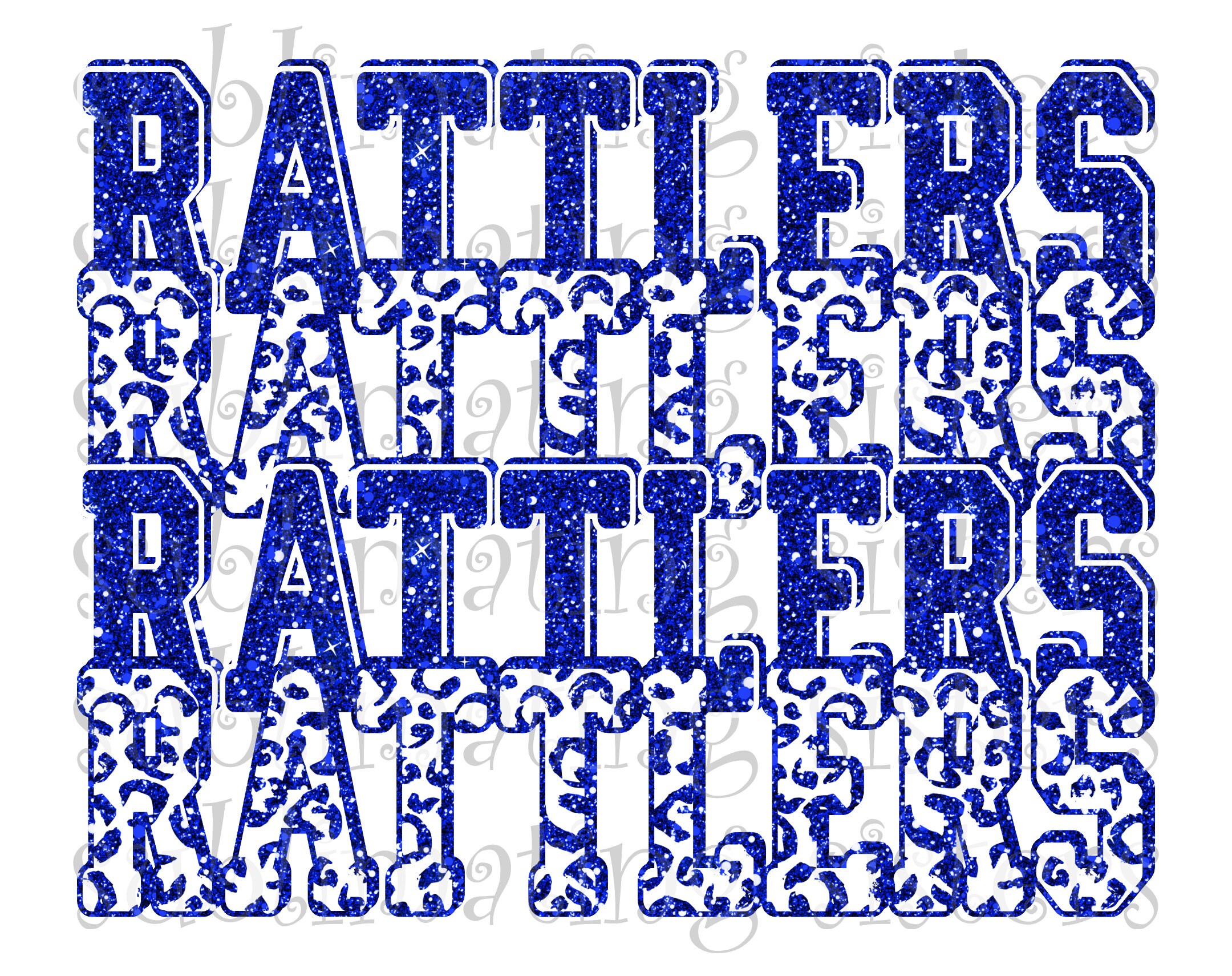 Rattlers, Texas High School Mascot, Royal Blue and White, Custom Stacked Design, Instant Download, PNG, for Sublimation, DTG or DTF