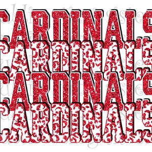 Cardinals, Stacked Design, Red and White, Sublimation, DTG, DTF, Instant Download, PNG