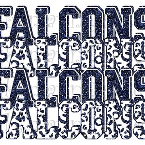 Faucons, mascotte de lycée, bleu marine et blanc, conception empilée personnalisée, téléchargement immédiat, PNG, pour sublimation ou DTF