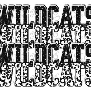 Wildcats, High School Mascot, Black and White, Custom Stacked Design, Instant Download, PNG, for Sublimation, DTG or DTF