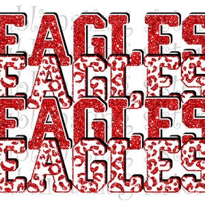 Eagles, High School Mascot, Red and White, Custom Stacked Design, Instant Download, PNG, for Sublimation, DTG or DTF