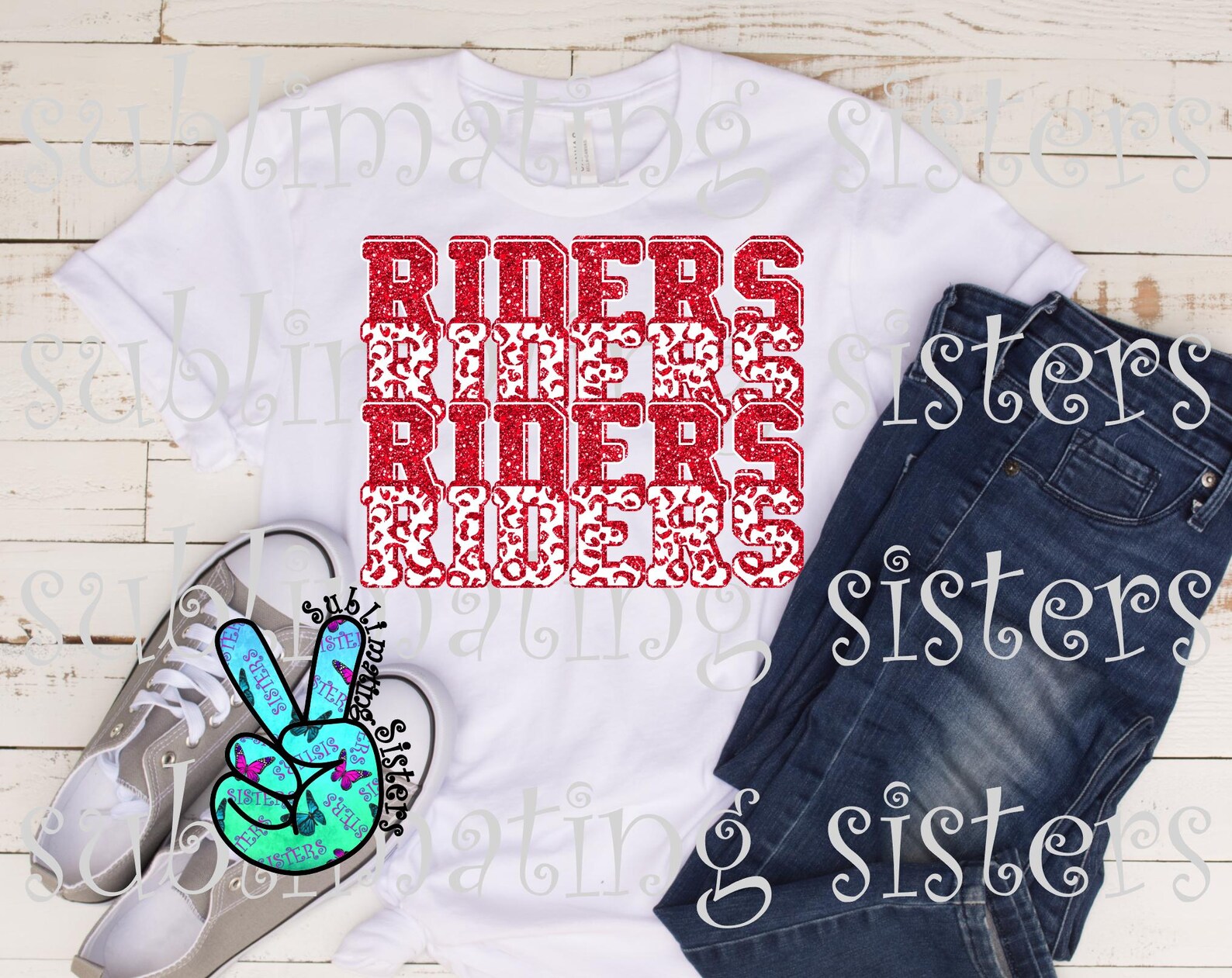Tsubone Riders High Riders, High School Mascot, Red and White, Custom Stacked Design ...