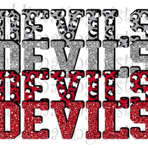 Duivels, middelbare schoolmascotte, rood en zilver, aangepast gestapeld ontwerp, direct downloaden, png, voor sublimatie, DTG of DTF