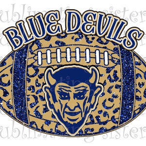 Fútbol Americano de los Blue Devils, Equipo de Preparatoria, Sublimación, DTG, DTF, Descarga Instantánea, PNG