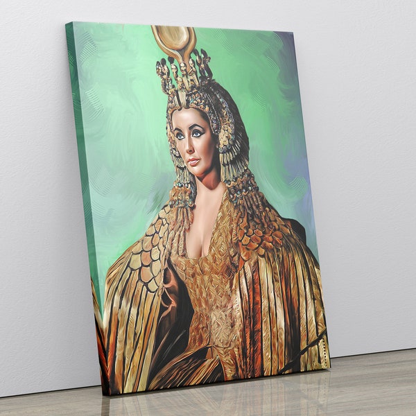 Elizabeth Taylor Portrait Wall Art, Taylor Canvas Print, Cleopatra Egypt Taylor Poster, Wall Décor, Painting Ready to Hang, Fan Gift