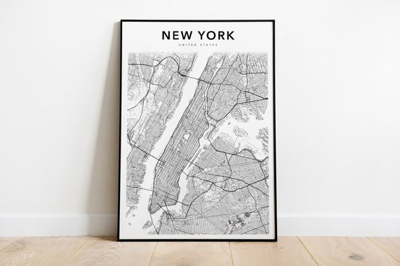 New York City Map Poster Print Digital Download Artwork | Etsy