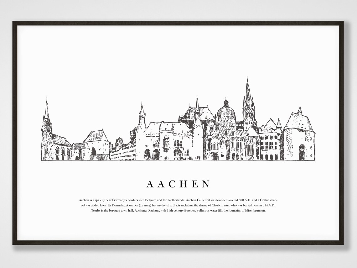 Aachen City Skyline Poster Aachen Germany Poster Aachen City | Etsy
