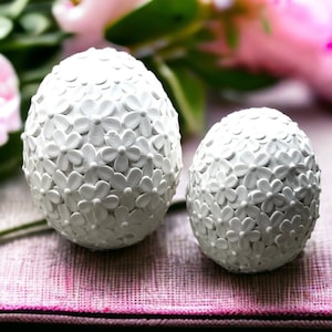 Flower egg silicone casting mold individually or as a set candle mould concrete plaster jesmonite Easter decoration eggs kids DIY craft idea