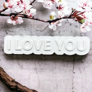 I LOVE YOU silicone casting mold for concrete, plaster, resin, jesmonite, wax, jewelry, gift tag, scrapbooking mould DIY.