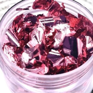 Material de enchimento de resina em pedaços de folha de ouro rosa – decoração DIY, joias, resina epóxi, copo de 15 ml, flocos de glitter, material para artesanato