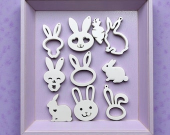 Set of 10 Filigree Easter Bunny Charm Silicone Mold – Gift Tags & Decor DIY Mould, Resin Jesmonite.