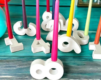 Numbers candle holder silicone mold, birthday party mould fun candle holder children, jesmonite concrete ampersand kids party crafts couples