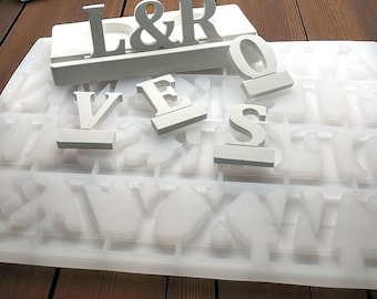 Alphabet Silicone Mold A–Z & Inserts – Casting Mold for Candle Holder Bases, Interchangeable Letter Decorations, DIY