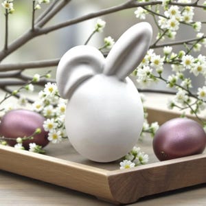 Ei mit Hasenohren Silikon Gießform - Osterhase mit geknicktem Ohr, Osterdeko DIY - Raysin Beton Wachs Hase Ostern