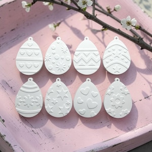 Stampo in silicone per colata di piccoli ciondoli a forma di uovo di Pasqua - Set di 8 etichette regalo per decorazioni pasquali - Resina Raysin in gesso e cemento fai da te per Pasqua