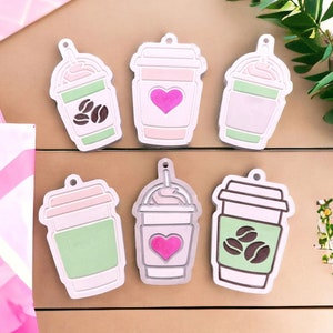 Juego de 6 moldes de fundición para colgantes de taza de café, colgantes decorativos, molde de silicona, resina epoxi, yeso de hormigón, idea de bricolaje, granos de café, corazón, café, amor