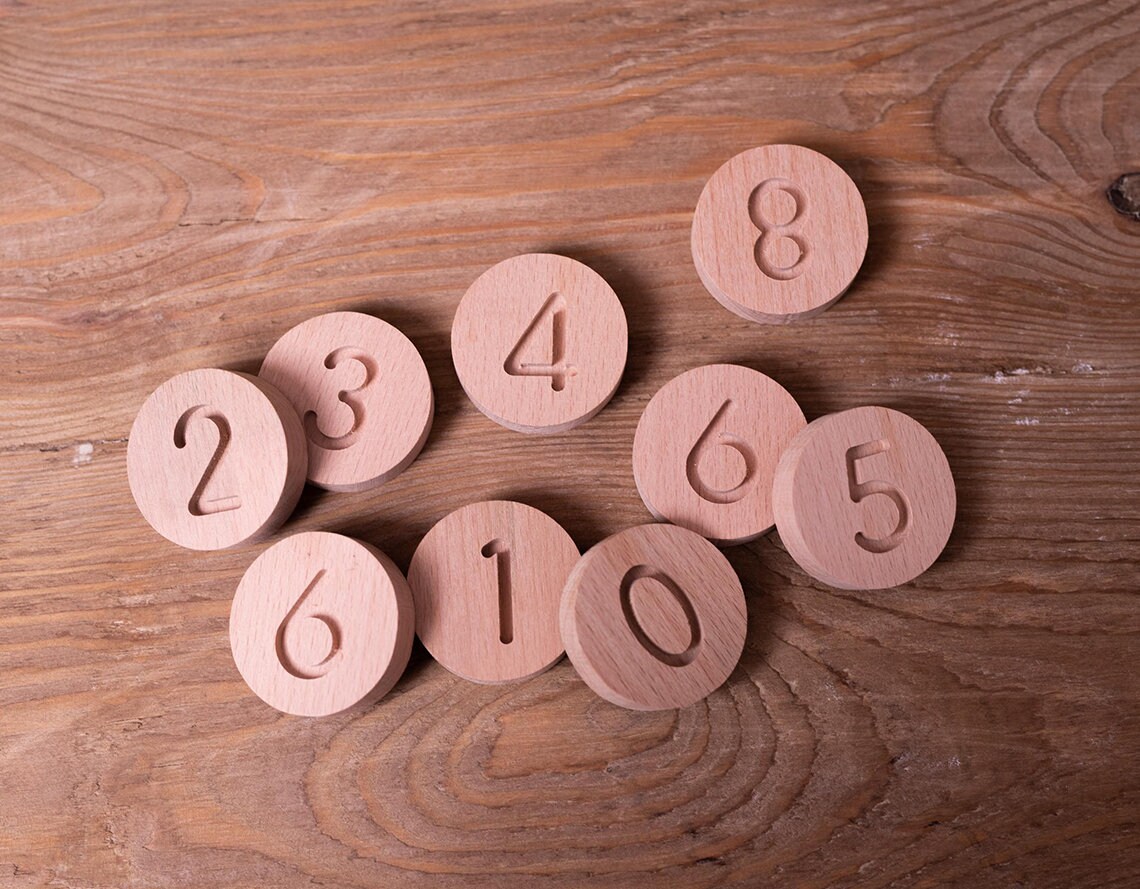 Natural Wooden Circular Numbers Set Numbers Wooden Circles Etsy