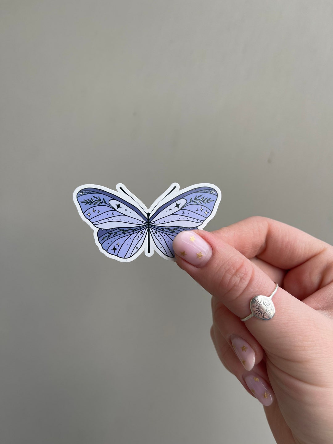Purple Botanical Butterfly Vinyl Sticker, UV Resistant, Waterproof ...