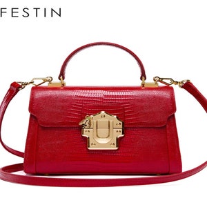 LA FESTIN Designer Serpentine Lock Handbag Split Leather Bag Shoulder Luxury brands Bolsa crossbody