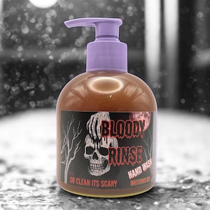 Bloody Rinse Halloween Hand wash - spooky handwash clean soap Goth gothic autumn scent Scented Hands Soaps Made in UK Macabre Skull Horror