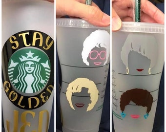 Starbucks Christmas glitter cups Golden Girls Inspired Starbucks Cup Classy Ratchet Golden Girls friend gifts. Savage Bougie