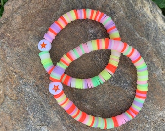 Back to School Star Parent Child Set Big Little Aunt Uncle Kids Jewelry Disc Bead Stretch Bracelet - Children's Accessories