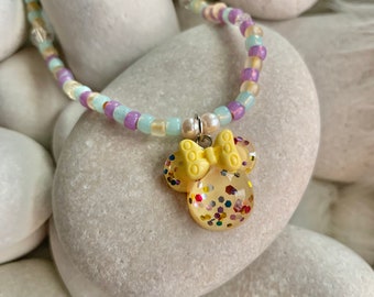 Minnie Mouse Confetti Charm Necklace - Kids Necklace - Handmade Childrens Jewelry