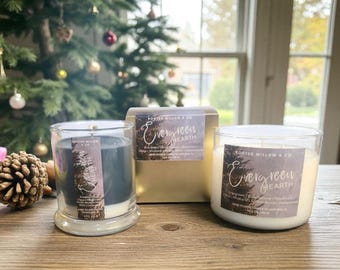 Evergreen Hearth Candle – Rustic Winter Blend of Blue Spruce, Rosemary & Amber Resin