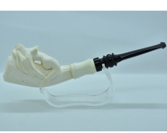 Naked Lady Pipe, Horn Pipe, Big Boobs Pipe, Meerschaum Pipe, Straight Stem Pipe, Handmade Pipe, Smoking Pipe, Erotic Woman, Nude Woman