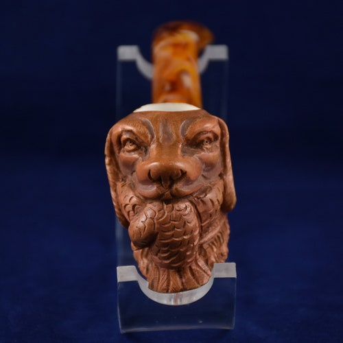 Hunting shops Dog Pipe from Meerschaum, Dog with a Fish in the Mouth Pipe,Meerschaum Pipe, Birthday Pipe, Handmade Pipe, Smoking Pipe, Brown Dog
