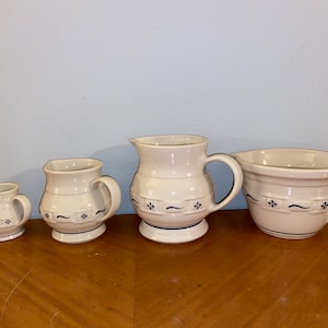 Longaberger Woven Traditions Blue Pitchers & Batter Bowl
