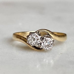 Swirl Bypass Wedding Ring, Toi Et Moi Engagement Ring, Round Shape Moissanite Ring, You-Me Diamond Ring, Two Stone Ring, 14K Solid Gold Ring