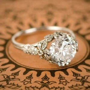 1890s Old European Cut Moissanite Diamond Art Deco Ring, Vintage Ring In 935 Argentium Silver Ring, Engagement Bride Ring, Mid Century Ring