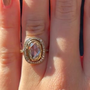 Halo Wedding Ring, Solitaire With Accent Diamond Ring, Oval & Round Shape Engagement Ring, Bezel Set Ring, Gift For Her, 14k Solid Gold Ring
