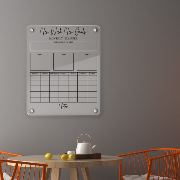 Magnetic monthly acrylic calendar 2023, Magnetic acrylic calendar for fridge, Magnetic acrylic dry erase board, Acrylic monthly planner