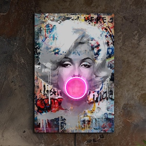 Marilyn Monroe neon sign, Monroe bubble gum led sign, Bubble gum pop art, Marilyn Monroe pop art artwork, Marilyn Monroe wall art decor