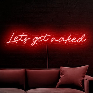 Let&#39;s get naked neon sign, Neon sign bedroom decor, Naked neon sign, Let&#39;s get naked sign, Neon sign bathroom decor, Naked wall art decor
