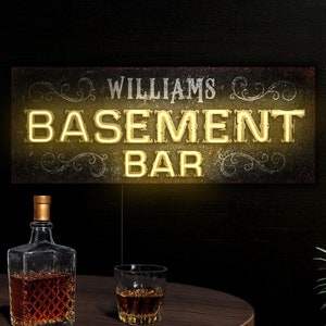 Placa de neon personalizada para bar no porão, Placa de LED personalizada para bar, Placa de bar, Placa de nome para bar em casa, Decoração de arte de parede para bar em casa, Decoração de arte de parede para bar no porão