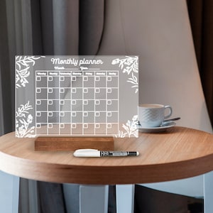 Desk calendar 2023 with stand, Desk monthly calendar, Acrylic desk calendar, Acrylic monthly calendar, acrylic calendar dry erase
