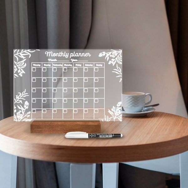 Desk calendar 2023 with stand, Desk monthly calendar, Acrylic desk calendar, Acrylic monthly calendar, acrylic calendar dry erase