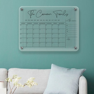 Personalized acrylic calendar for wall, Dry Erase calendar 2023, Acrylic Calendar, Monthly Calendar,Weekly calendar,Calendar with side notes