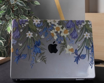 Étui macbook floral minimaliste, étui macbook air peinture florale, étui de protection rigide pour ordinateur portable pour macbook, étui Macbook air 13, étui Macbook